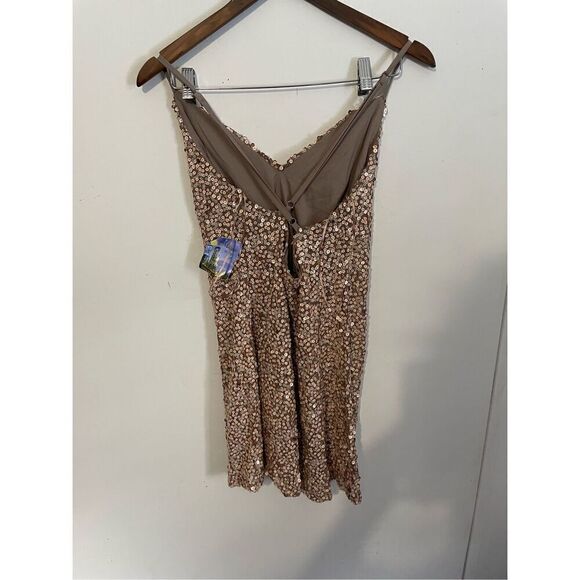 Brand New Morgan & Co Women’s Small Mini Party Sequin Dress in Caramel - Picture 5 of 5